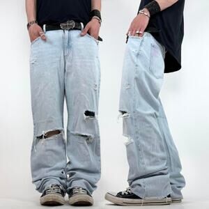 Vintage y2k faded baggy wide leg ripped grunge archive skater jeans